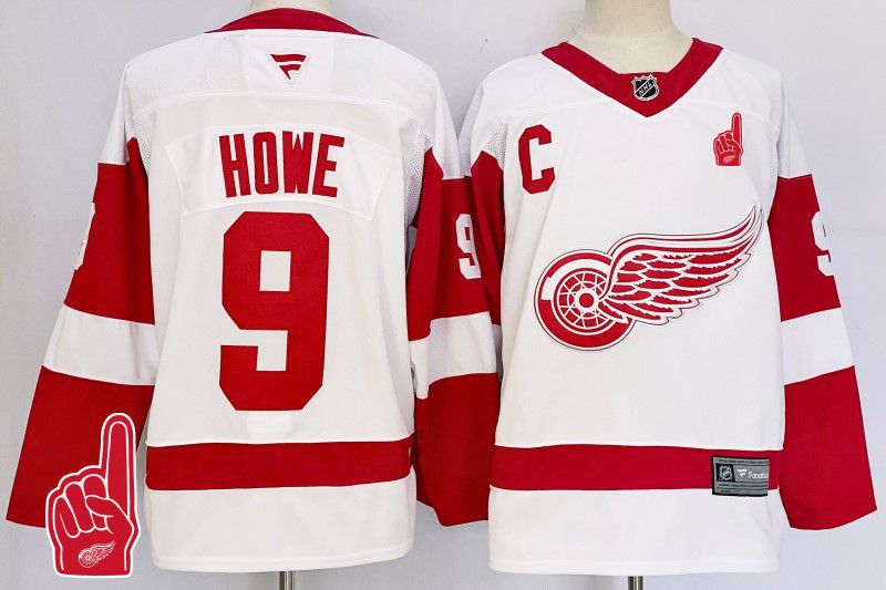 Men Detroit Red Wings #9 Howe White Fanatics 2025 NHL Jersey style 5